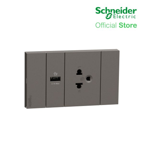 Schneider AvatarOn A 16A 250V 3Pin Universal Socket with USB Charger Black A70426USB-UST-BK Online