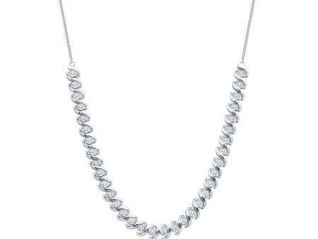 1 2 CTW Diamond 20-inch Illusion Set Fashion Tennis Necklace in Rhodium Plated Sterling Silver Online