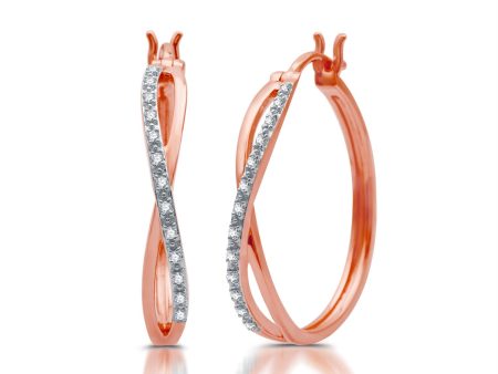 1 10 CTW Diamond Infinity Hoop Earrings in Rose Gold Plated Sterling Silver Fashion