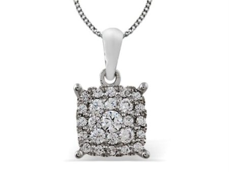 1 2 CTW Diamond Cluster 18-inch Pendant in 10KT White Gold on Sale