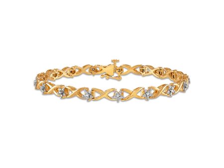 1 10 CTW Diamond 7-inch Infinity Tennis Bracelet in Yellow Gold Plated Sterling Silver Fashion