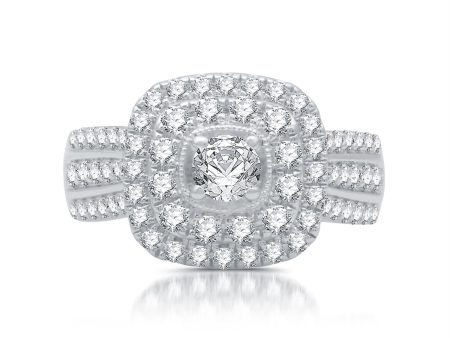 1 1 4 CTW Diamond Halo Engagement Ring in 10KT White Gold Online