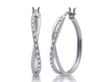 1 10 CTW Diamond Infinity Hoop Earrings in Rhodium Plated Sterling Silver Supply