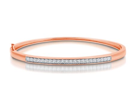 1 10 CTW Diamond Illusion Set Bangle Bracelet in Rose Gold Plated Sterling Silver Sale