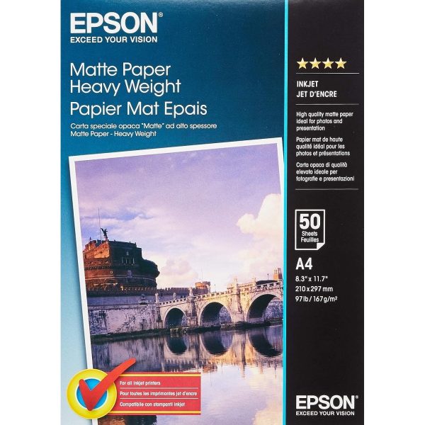 Epson Matte Paper Heavy Weight, A4 (50 sheets) (S041256) Hot on Sale