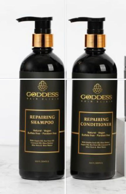 GODDESS HAIR ELIXIR KIT (2) Goddess Repairing Conditioner & Repairing Shampoo 16.9 fl.oz For Sale