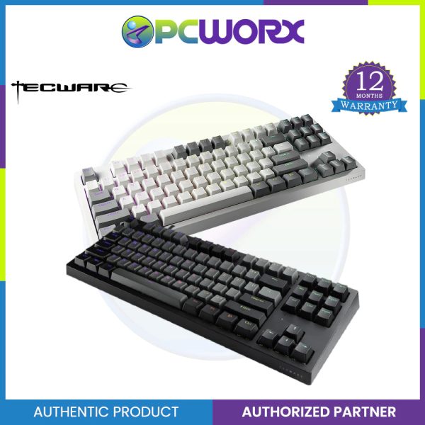 Tecware Phantom+ Elite 87-Keys RGB 3-Mode Mechanical Keyboard - White   Black For Cheap