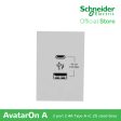 Schneider AvatarOn A 2 USB port 5 V AC-DC USB Charger outlet - GREY M3T-USB2-GY | USB Outlet Supply