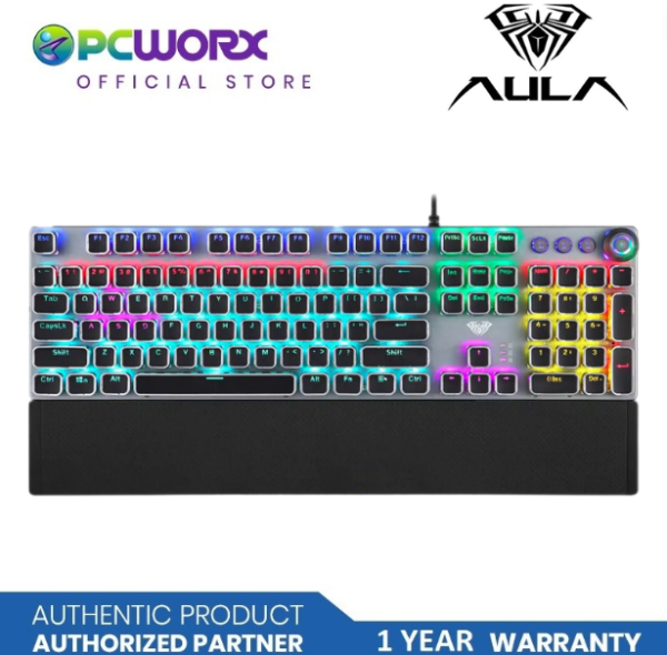 Aula F2088 Mechanical Keyboard Wired with Wrist Rest White I QWERTY KEYBOARD I FULL SIZE KEYBOARD I MECHANICAL KEYBOARD Discount