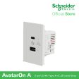 Schneider AvatarOn A 2 USB port 5 V AC-DC USB Charger Outlet - WHITE M3T-USB2-WE | USB Outlet For Sale