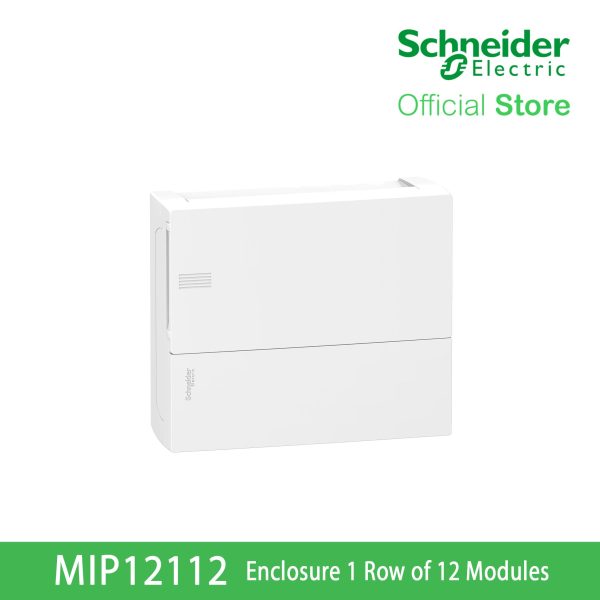 Schneider Enclosure Resi9 MP Surface Mounting 1 Row of 12 Modules IP40 White Door 1 Earth + 1 Neutral Terminal Blocks (MIP12112) Supply