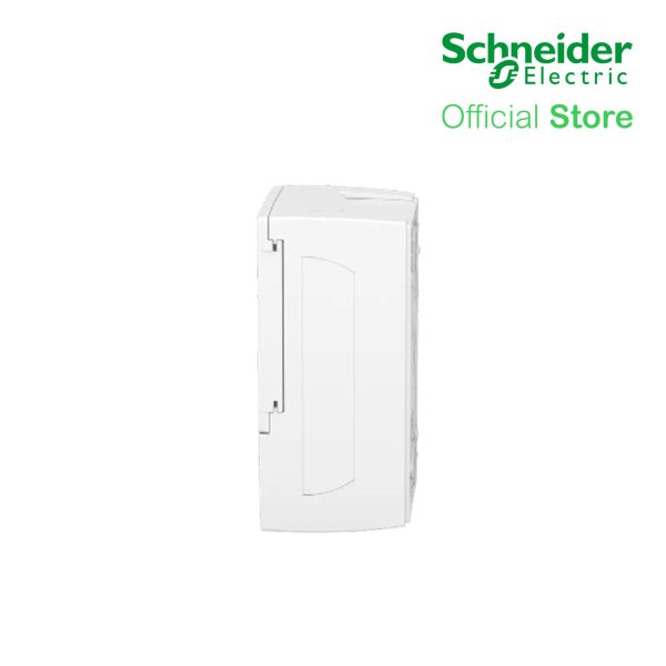 Schneider Enclosure Resi9 MP Surface 1 row of 4 Modules IP40 White Door 1 Earth + 1 Neutral Terminal Blocks MIP12104 For Sale