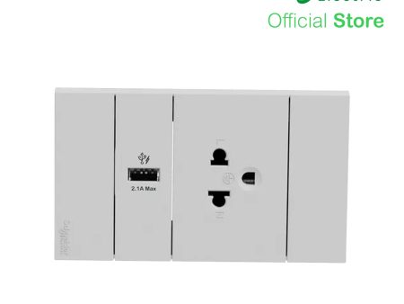 Schneider AvatarOn A 16A 250V 3 Pin USB Charger Universal Socket Grey A70426USB-UST-GY Online