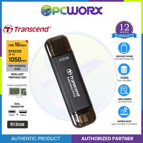 Transcend ESD310C 256GB   512GB   1TB   2TB Portable SSD USB-A and USB-C on Sale