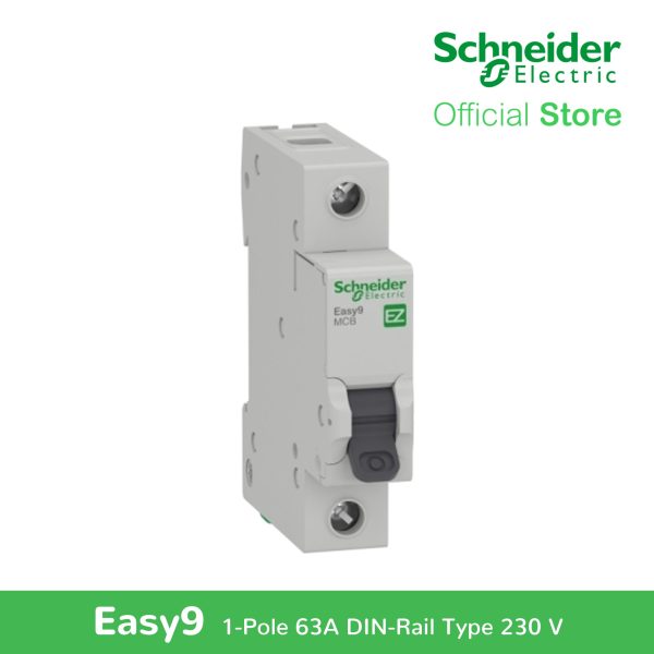 Easy9 IEC, 1-Pole 63A DIN-Rail Type Circuit Breaker 220 400V 10 KAIC by Schneider Electric EZ9F51163 on Sale