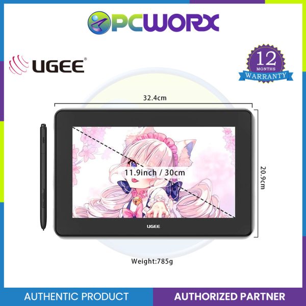 Ugee U-Series U1200, 263.2 x 148.1 mm, Stylus & other accessories included - Drawing Monitor For Cheap