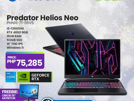 Acer Helios Neo PHN16-71-55V5 NVIDIA® GeForce RTX™ 4060, 8GB Gaming Laptop | Free Orion Monitor For Cheap