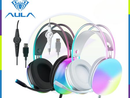 Aula S505 Wired Gaming Headset Black   Green RGB Rainbow Backlit Headphone Online