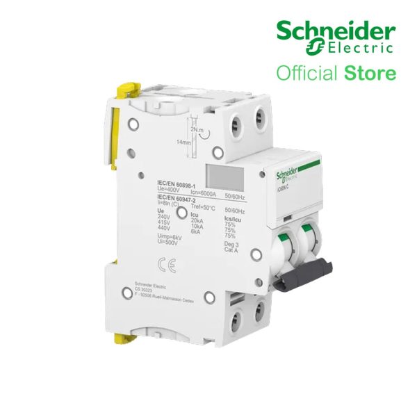 Schneider Acti9 IEC 2P 25A C DIN-Rail Type Miniature Circuit Breaker 440V 10kAIC (A9F74225) Hot on Sale