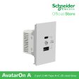 Schneider AvatarOn A 2 USB port 5 V AC-DC USB Charger outlet - GREY M3T-USB2-GY | USB Outlet Supply