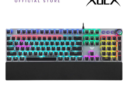 Aula F2088 Mechanical Keyboard Wired with Wrist Rest White I QWERTY KEYBOARD I FULL SIZE KEYBOARD I MECHANICAL KEYBOARD Discount