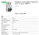 Schneider Easy9 IEC 2P 32A C DIN-Rail Type Miniature Circuit Breaker 230V 10kAIC (EZ9F51232) Sale