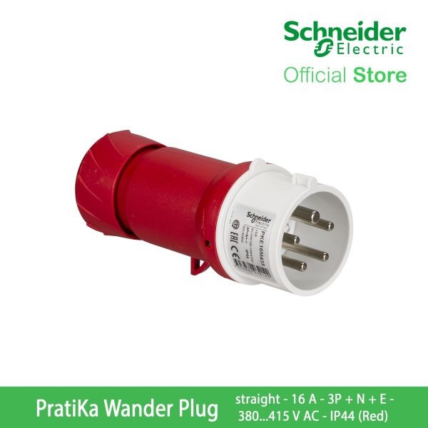 Schneider PratiKa Wander Plug - Straight - 16 A - 3P + N + E - 380...415 V AC - IP44 Red PKE16M435 Online Sale