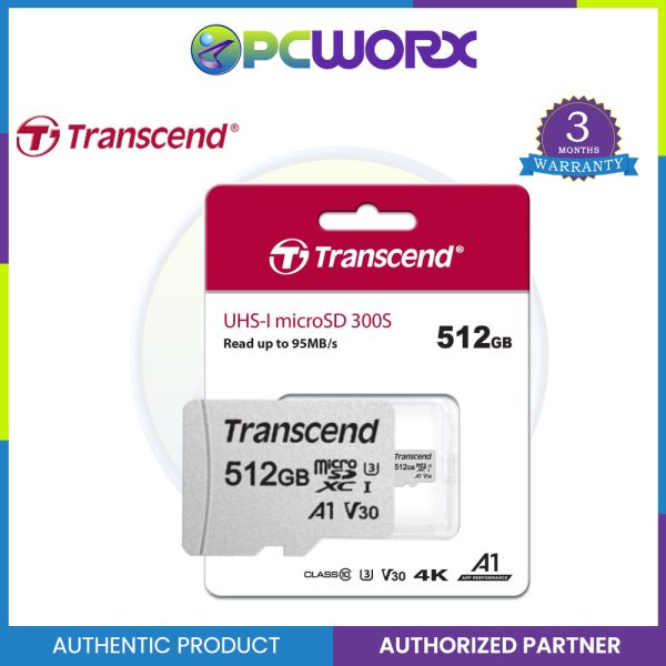 Transcend TS512GUSD300S-A 512GB microSDXC Class 10 UHS-1 U3 A1 V30 Memory Card Online Sale