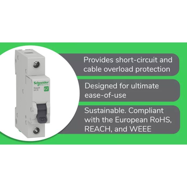 Easy9 IEC, 1-Pole 16A DIN-Rail Type Circuit Breaker 220 400V 10 KAIC by Schneider Electric (EZ9F51116) For Sale