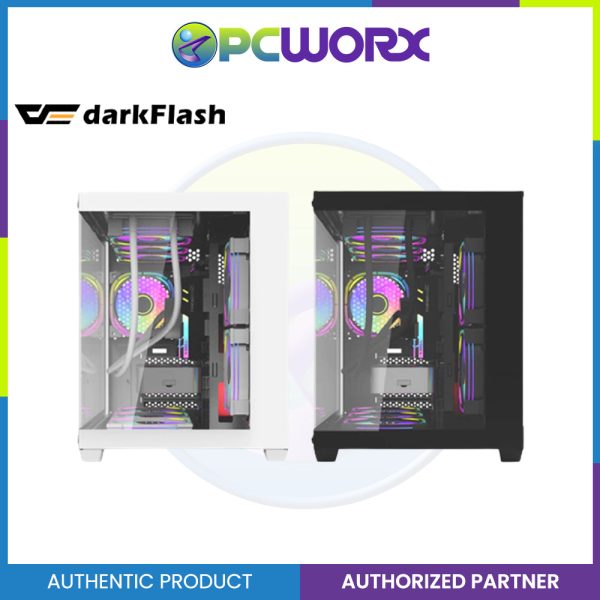 Darkflash C285MP Exquisite mATX Tempered Glass Panoramic Side Transparent PC Case - Black White Online Hot Sale