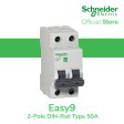 Schneider Easy9 IEC 2P 50A C DIN-Rail Type Miniature Circuit Breaker 230V 6kAIC EZ9F56250 For Sale