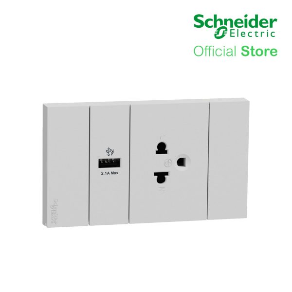 Schneider AvatarOn A 16A 250V 3 Pin USB Charger Universal Socket Grey A70426USB-UST-GY Online