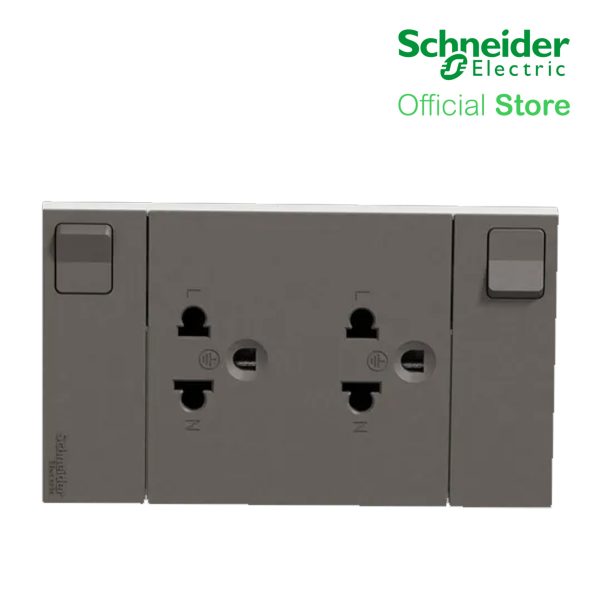 Schneider AvatarOn A Switched Socket Universal 16 A, 250 V, 2G, 3 pin, Black M3T-SIS-BK | Switch Outlet Hot on Sale