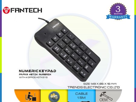 FANTECH FTK801 Numpad Keyboard, Numerical Keyboard for laptop and PC For Discount