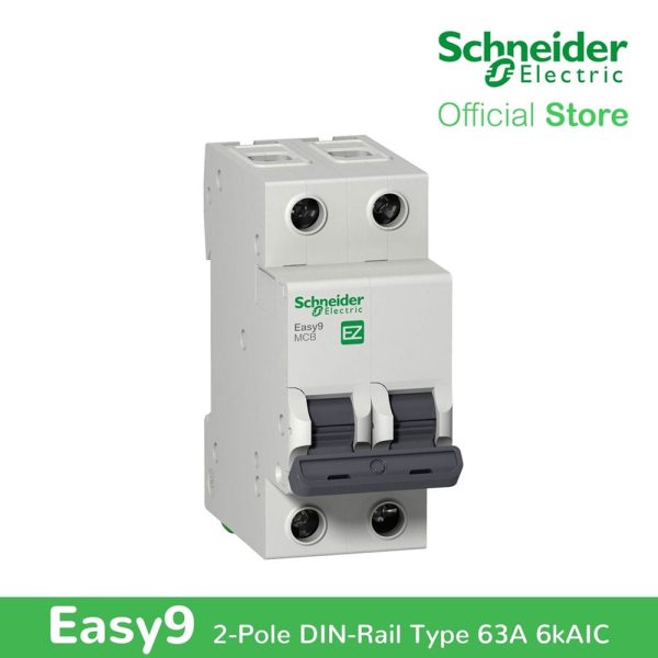 Schneider Easy9 IEC 2P 63A C DIN-Rail Type Miniature Circuit Breaker 230V 6kAIC EZ9F56263 Online now