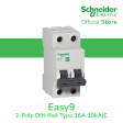 Schneider Easy9 IEC 2P 16A C DIN-Rail Type Miniature Circuit Breaker 230V 10kAIC (EZ9F51216) Fashion