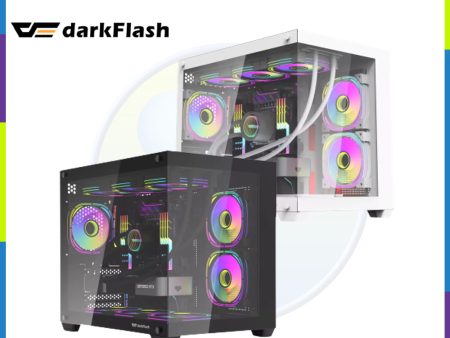 Darkflash C285MP Exquisite mATX Tempered Glass Panoramic Side Transparent PC Case - Black White Online Hot Sale