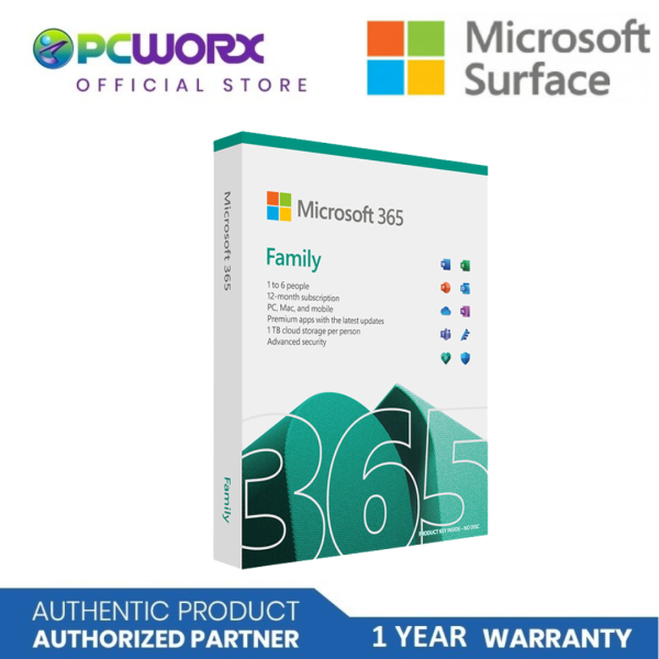 Microsoft 6GQ-01896 M365 Family Eng Subscr 1YR APAC EM Medialess Emerging Market | Microsoft 365 | Microsoft Software Discount