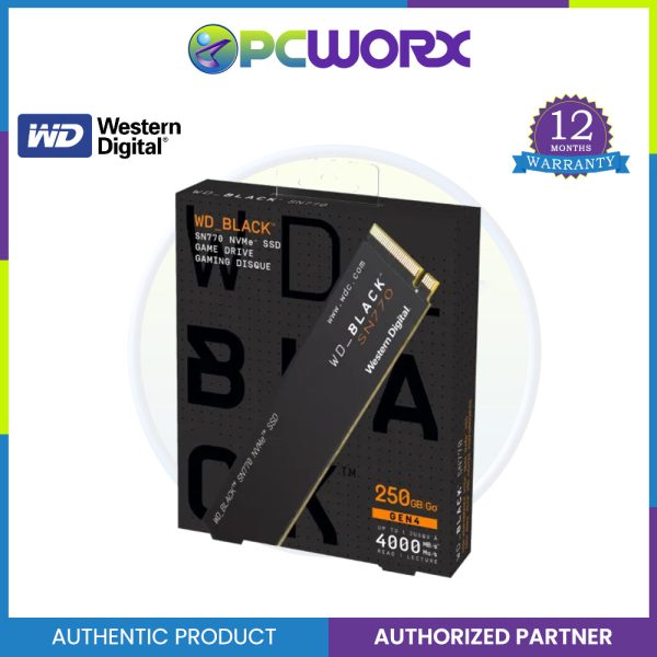 Western Digital WD Black SN770 250GB NVME PCIE GEN4 M.2 Internal SSD (WDS250G3X0E) on Sale