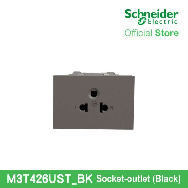 Schneider Socket Outlet AvatarOn A Universal 16A 250V 3 Pin 2S Sized Black M3T426UST-BK Supply