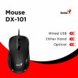 Genius DX-101 USB Full Size Wired Optical Mouse - Black | USB Genius Mouse For Discount