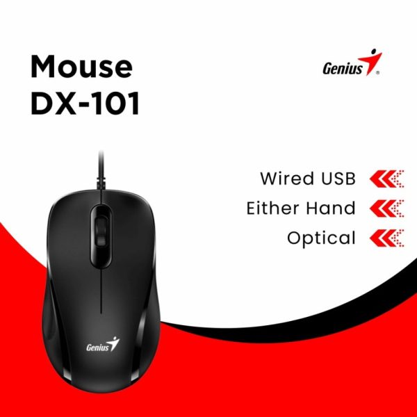 Genius DX-101 USB Full Size Wired Optical Mouse - Black | USB Genius Mouse For Discount