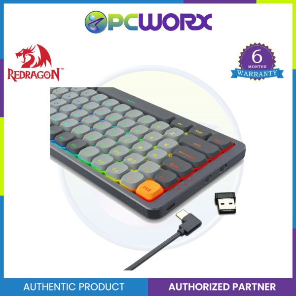 Redragon K652GG-RGB Azure 75% Low-Profile RGB Wireless Mechanical Keyboard  (Dust-Proof Red Switch) Fashion