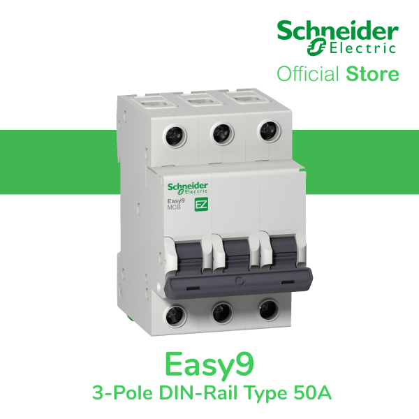 Schneider Easy9 IEC 3P 50A C DIN-Rail Type Miniature Circuit Breaker 400V 6kAIC (EZ9F56350) Supply