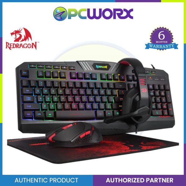 Redragon Gaming Essentials 4 In 1 Set (Keyboard Mouse Mousepad Headset) (S101-BA-2) on Sale