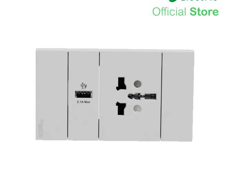 Schneider AvatarOn A 16A 250V International Socket with USB Charger Grey A70426USB-IS-GY For Discount