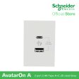 Schneider AvatarOn A 2 USB port 5 V AC-DC USB Charger Outlet - WHITE M3T-USB2-WE | USB Outlet For Sale