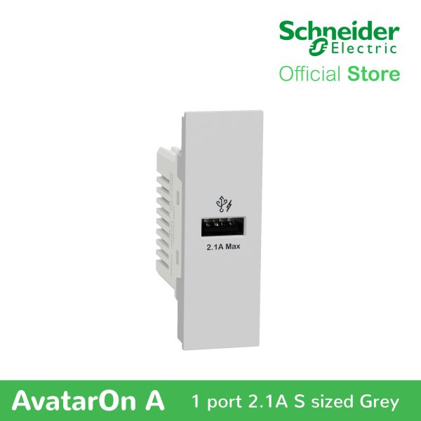 Schneider AvatarOn A 1 USB port 5 V AC-DC USB Charger Outlet - GREY M3T-USB-GY | USB Outlet Online