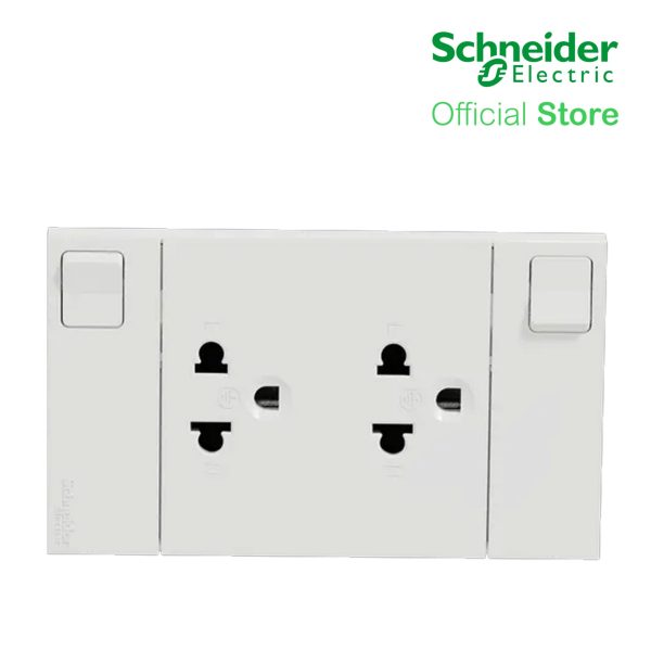 Schneider AvatarOn A Switched Socket Universal 16 A, 250 V, 2G, 3 pin M3T-SIS-WE | Switch Outlet Fashion