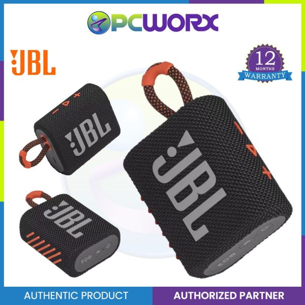 JBL Go 3 Grab & Go Portable, Waterproof, Bluetooth Speaker For Sale